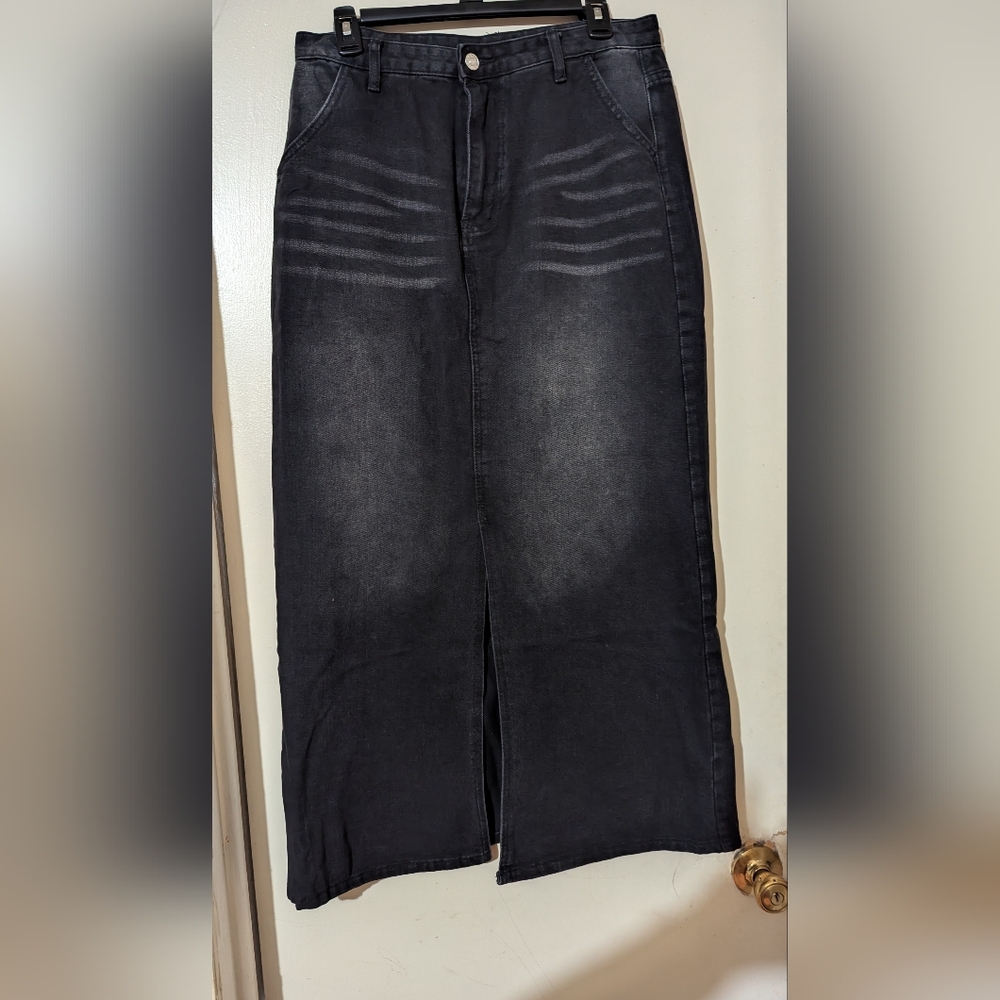 Black Denim Skirt